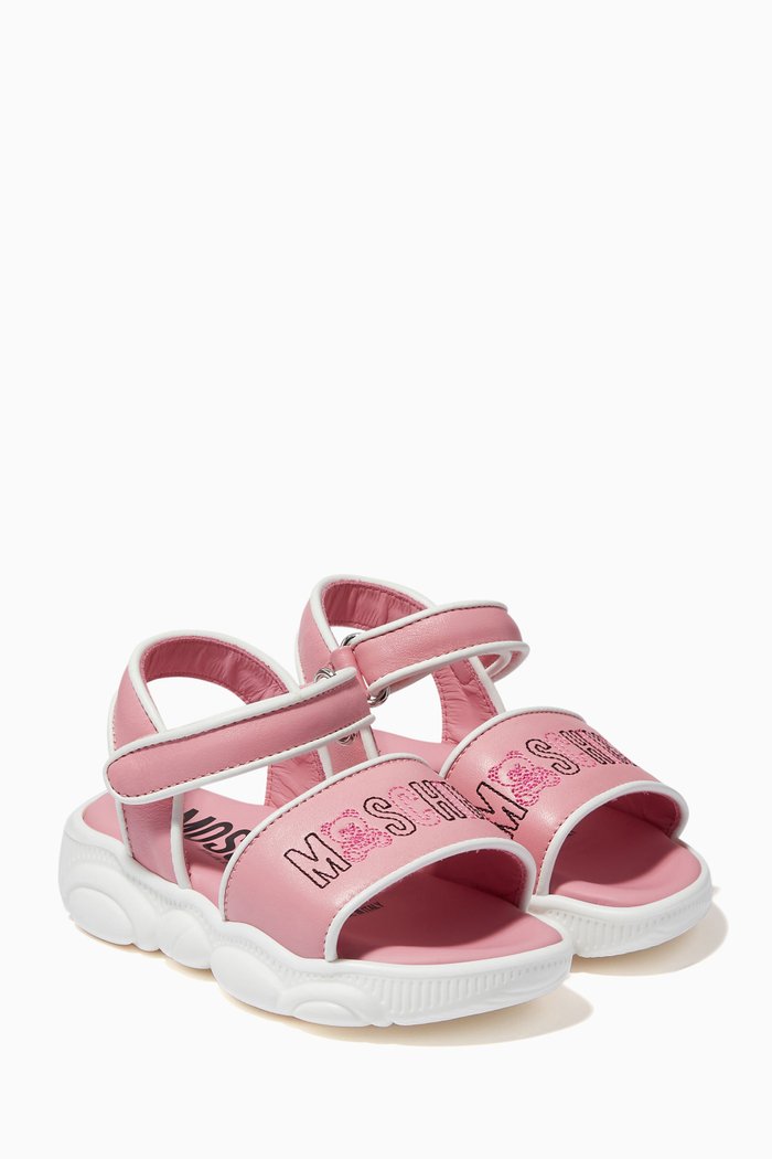 

Logo Sandals in Leather, Pink