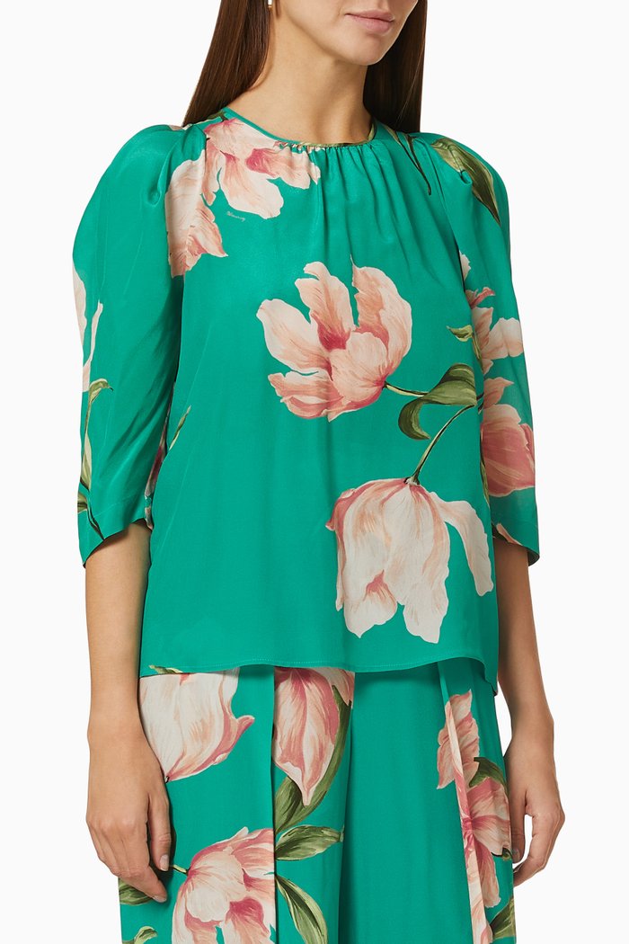 

Venosa Blouse in Silk, Green