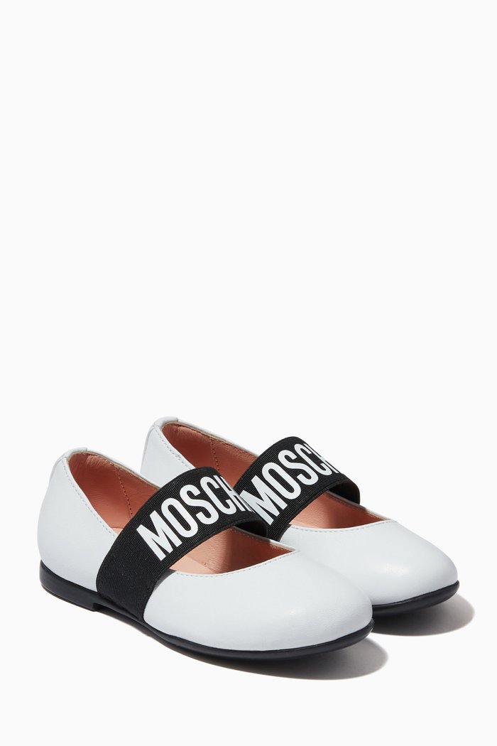 

Logo Band Ballerinas in Leather, White