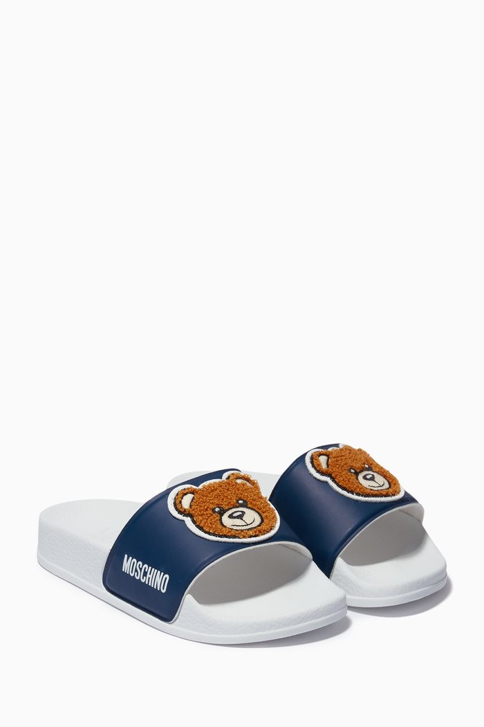 

Teddy Bear Rubber Slides in Dark Blue