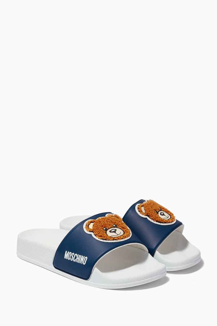 

Teddy Bear Slide Sandals, Blue