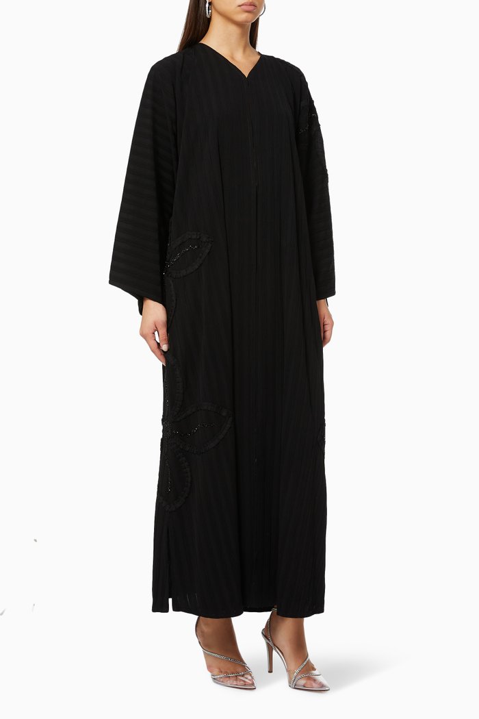 

Floral Embellished Abaya, Black