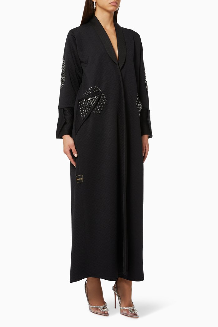 

Embellished Pocket Abaya, Black