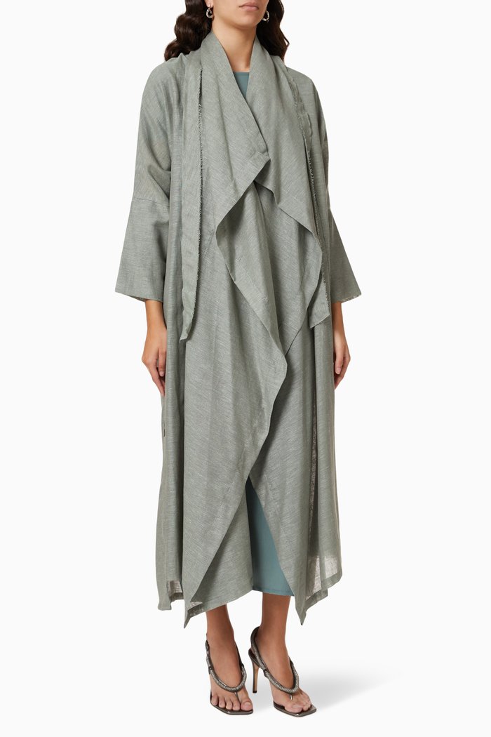 

Poncho Abaya in Linen, Grey