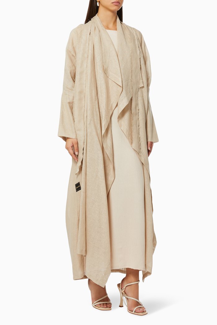 

Poncho Abaya in Linen, Neutral