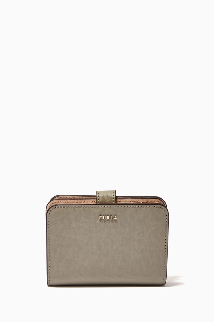 

Babylon Zip Around Wallet in Textured Leather, Grey