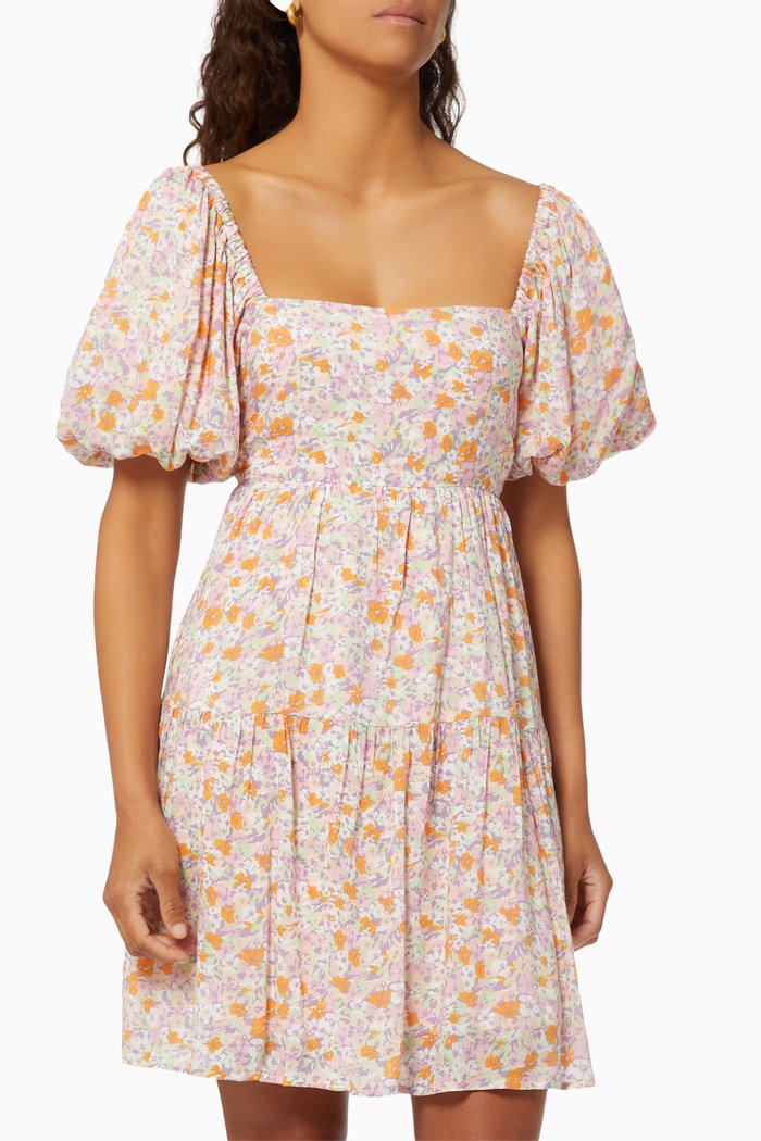 

Versailles Puff Sleeve Smock Dress, Multicolour