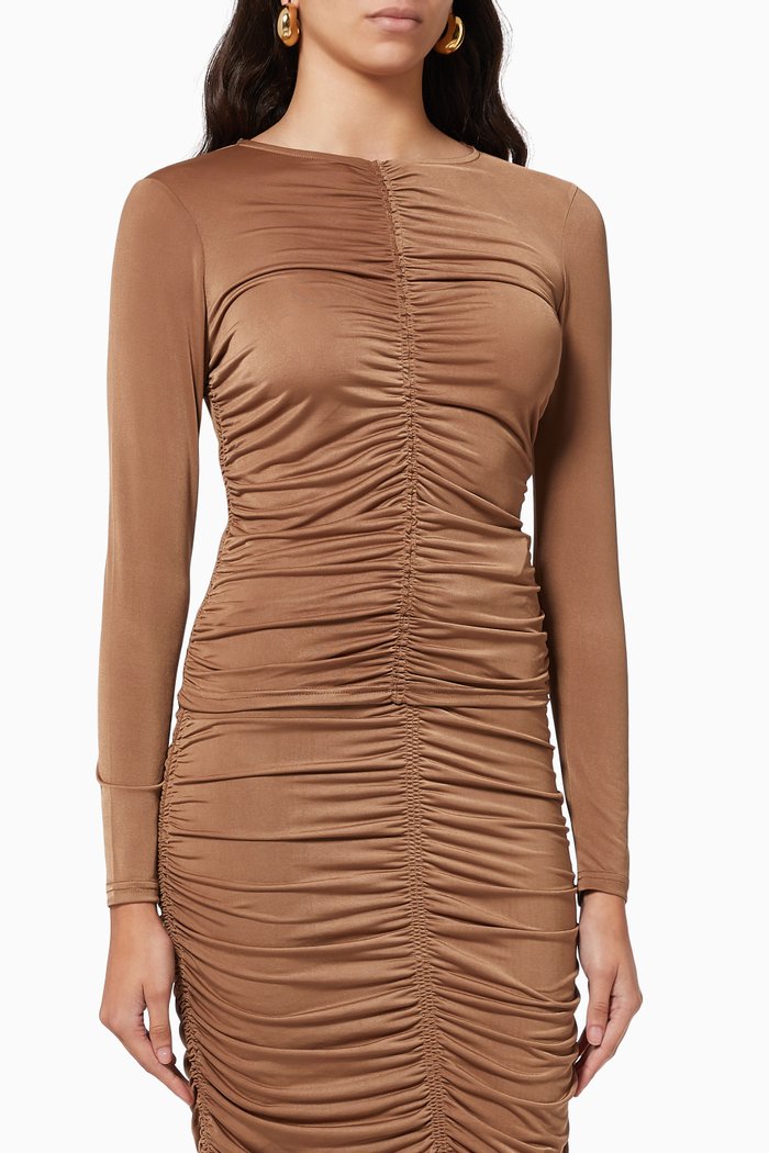 

Faiza Ruched Top in Jersey, Brown