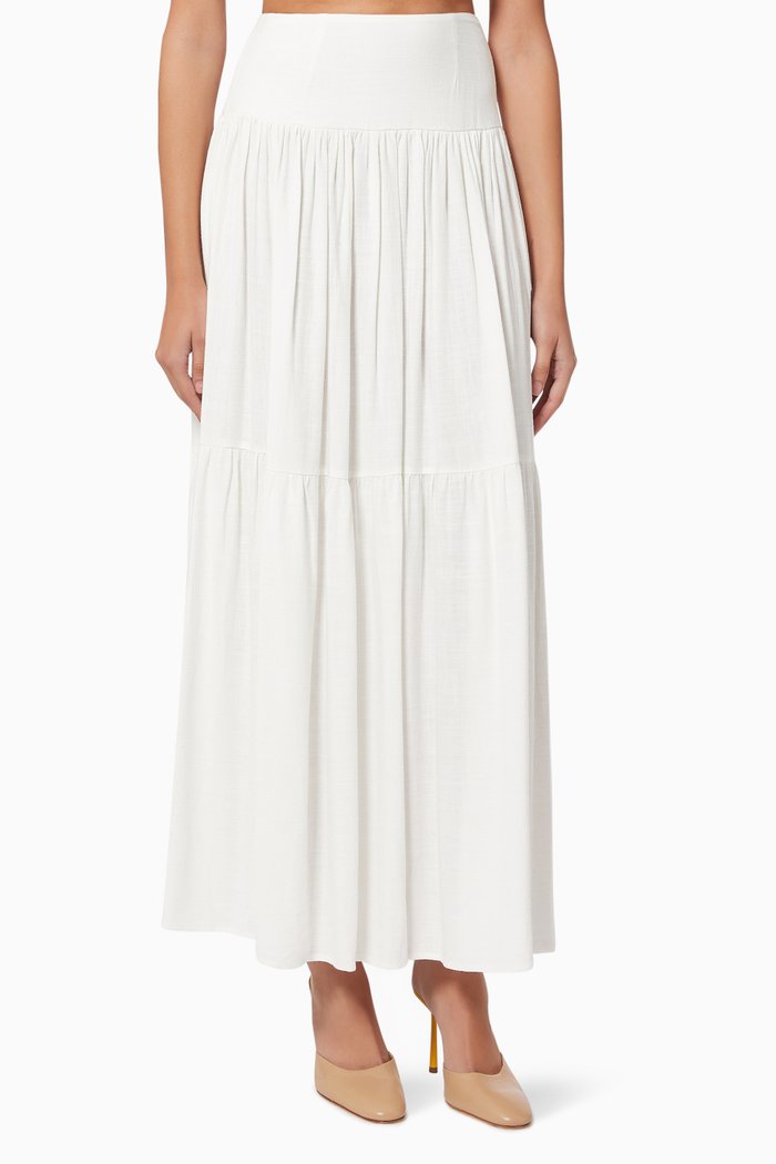

Celestine Pintuck Maxi Skirt, White