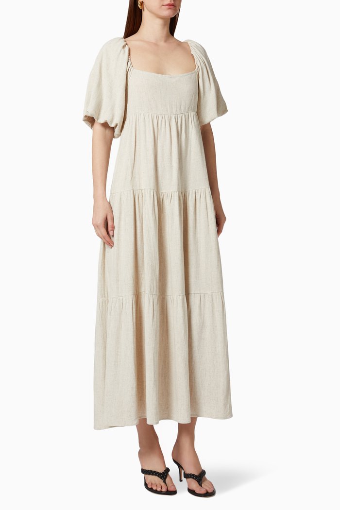 

Northern Midi Dress in Linen, Neutral