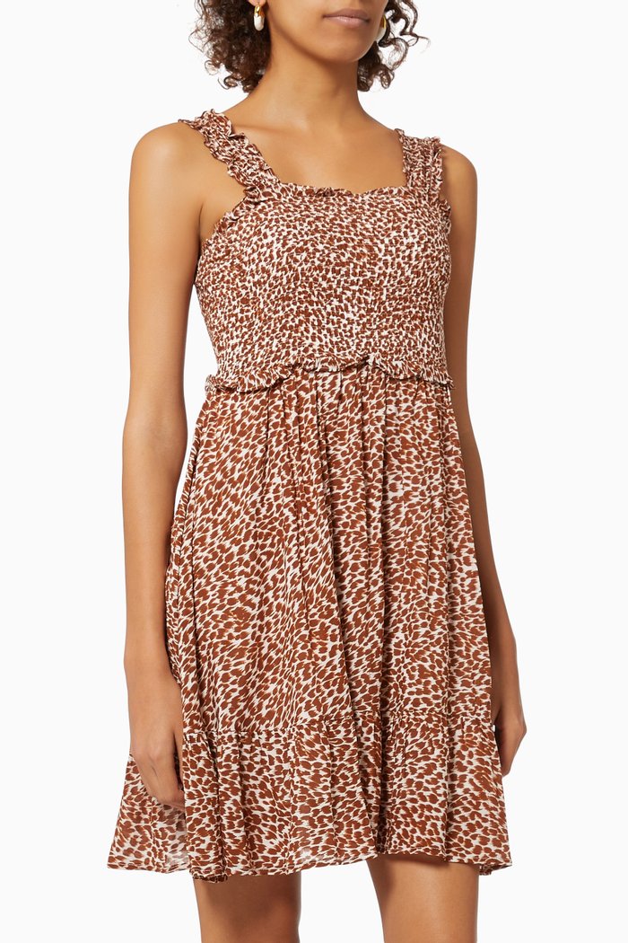 

Cayman Shirred Mini Dress, Brown