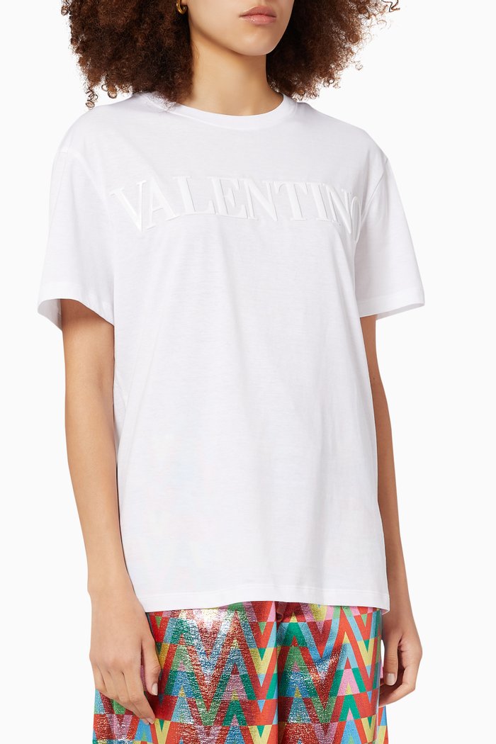 

Embossed Logo T-shirt in Cotton Jersey, White