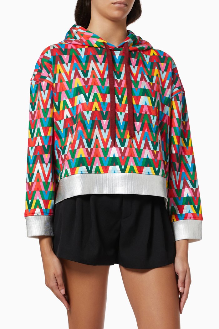 

Optical VLOGO Hooded Sweatshirt in Cotton Jersey, Multicolour