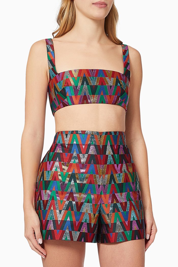 

Optical VLOGO Crop Top in Jacquard Knit, Multicolour