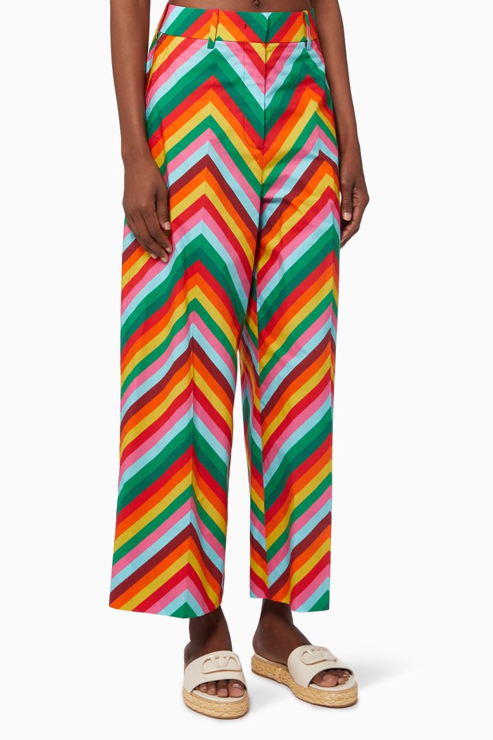

Valentino Archive 1973 Chevron Pants in Cotton, Multicolour