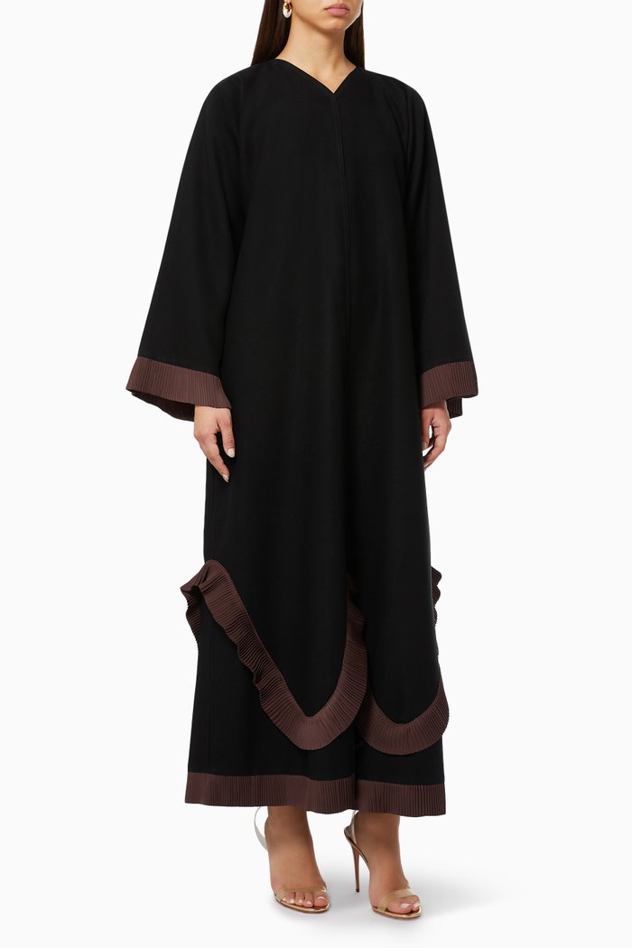 

Contrast Trim Abaya, Black