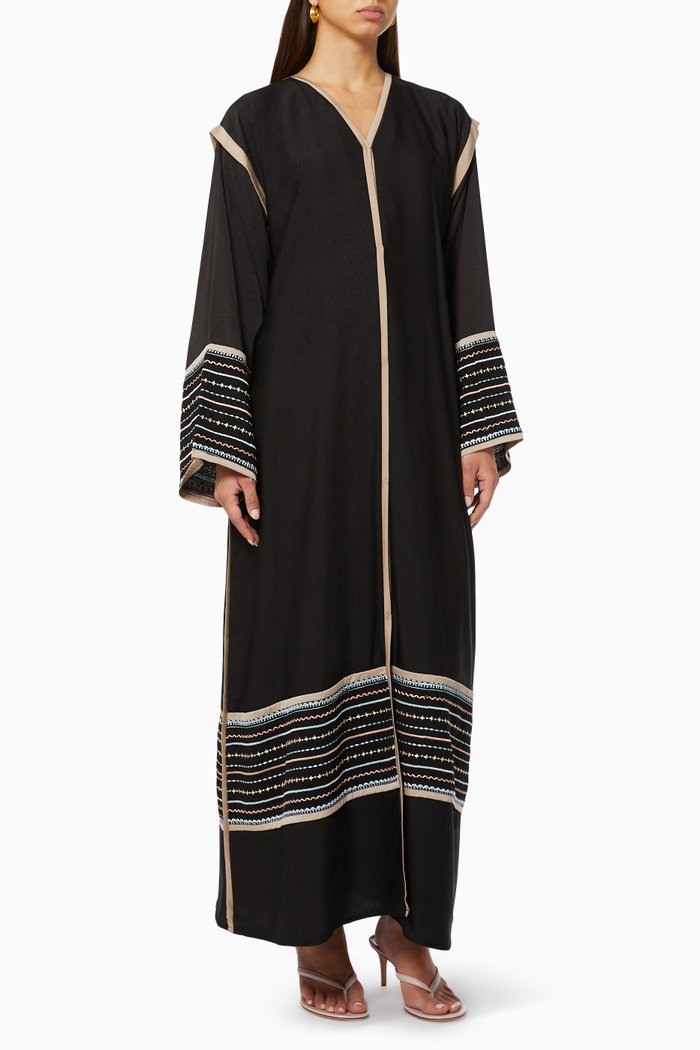 

Contrast Embroidered Abaya, Multicolour