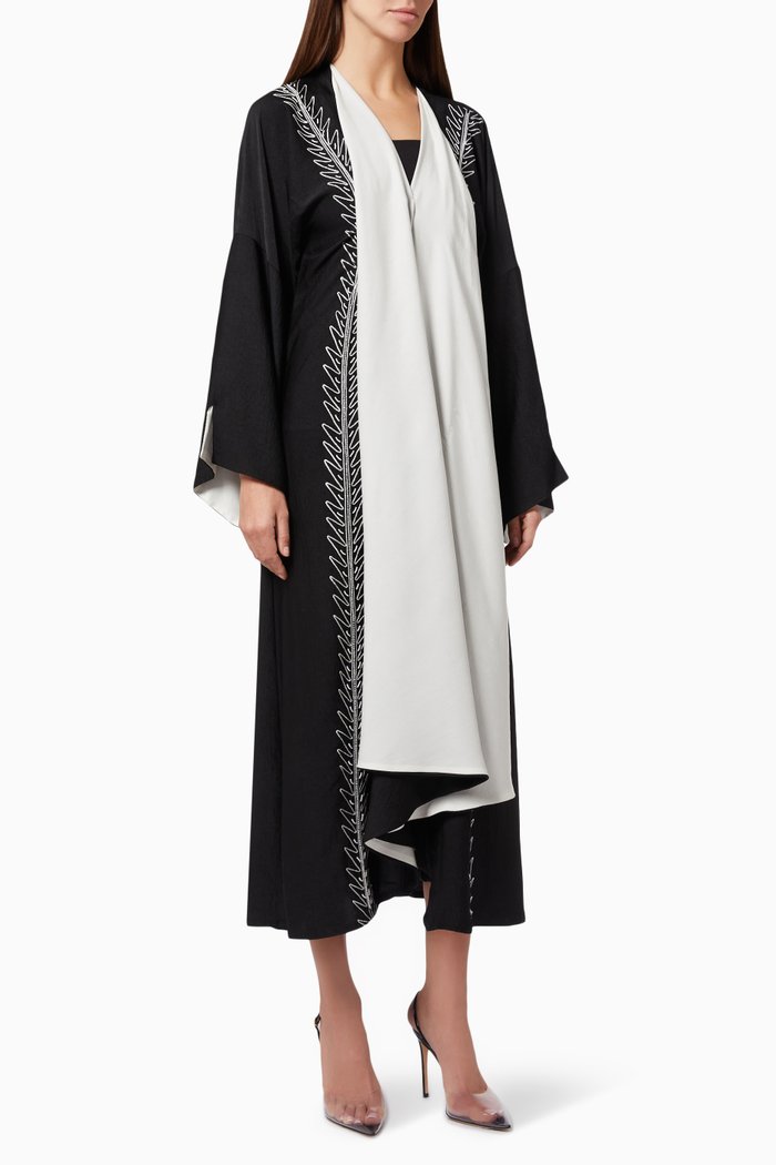 

Contrast Embroidered Abaya, Blue