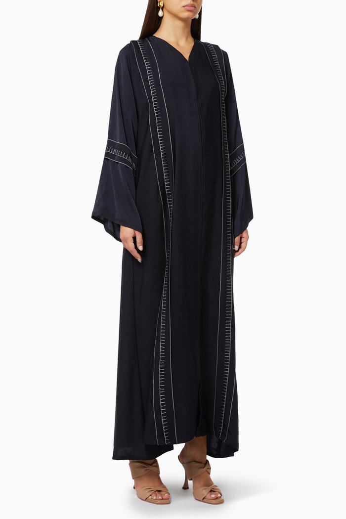 

Contrast Embroidered Abaya, Blue