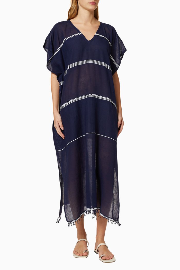 Classic Nunu Caftan in Cotton, Blue