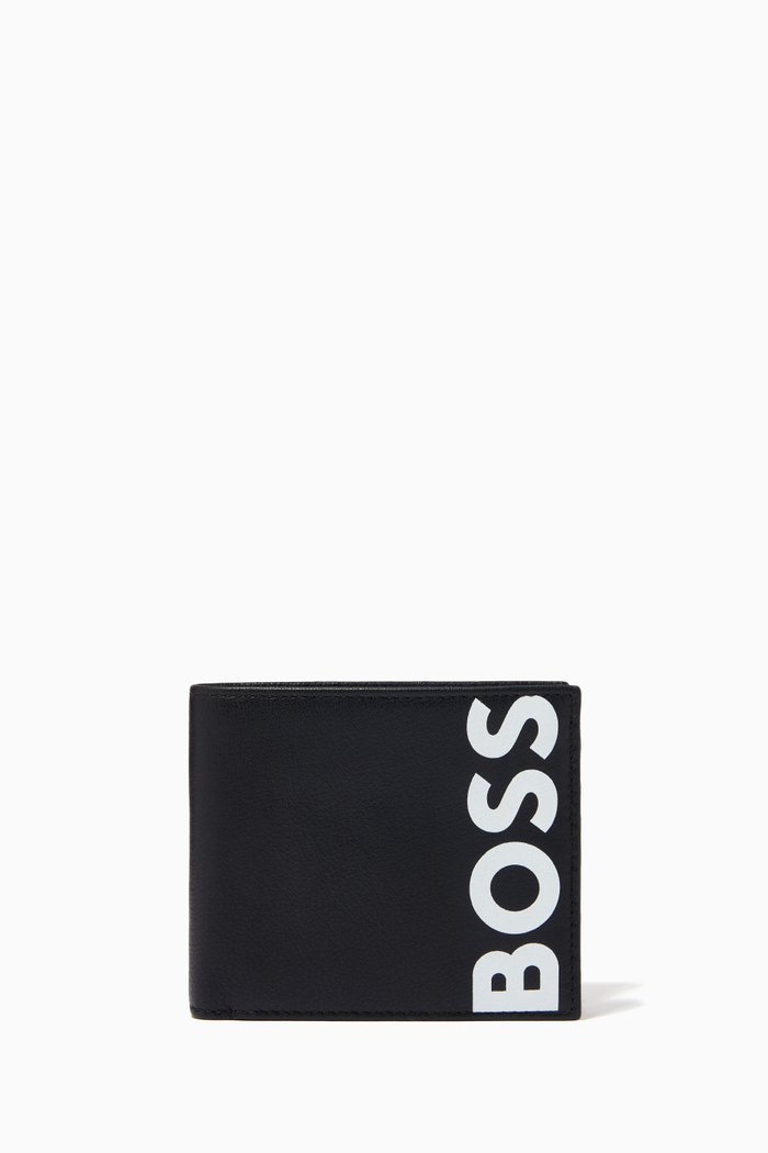 

Macro Logo Wallet in Leather, Black
