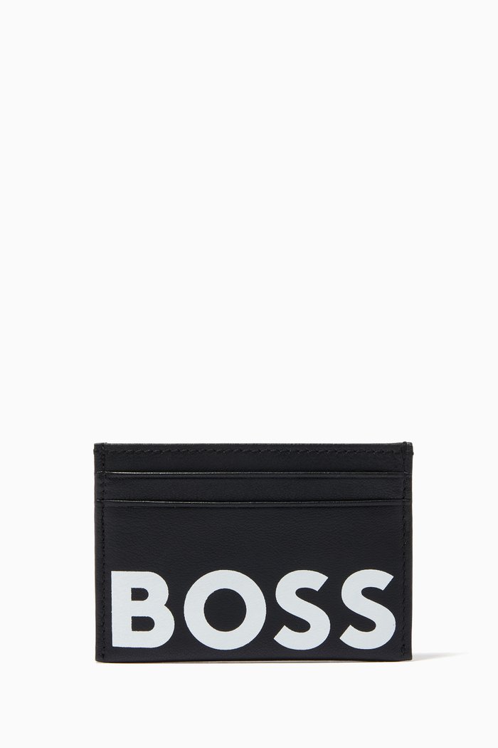 

Boss Logo Cardholder in Leather, Black