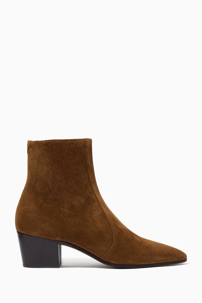 

Vassili Zipped Boots in Suede, Brown
