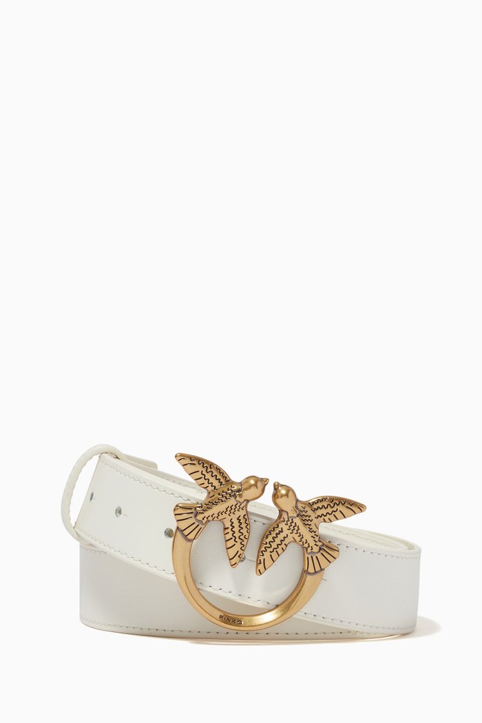 

Love Birds Belt in Leather, White
