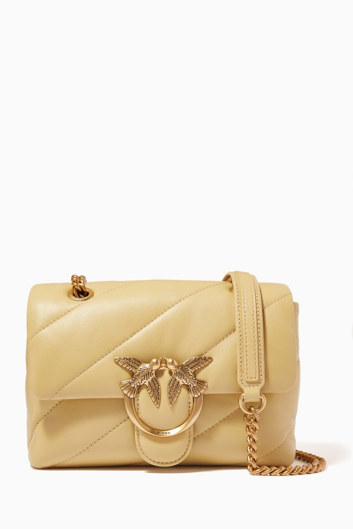 

Classic Love Mini Puff Maxi Quilt Bag in Leather, Black