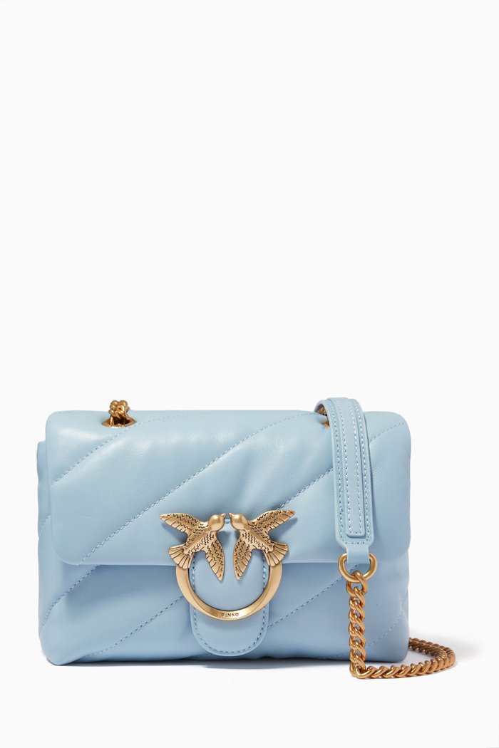 

Classic Love Mini Puff Maxi Quilt Bag in Leather, Blue