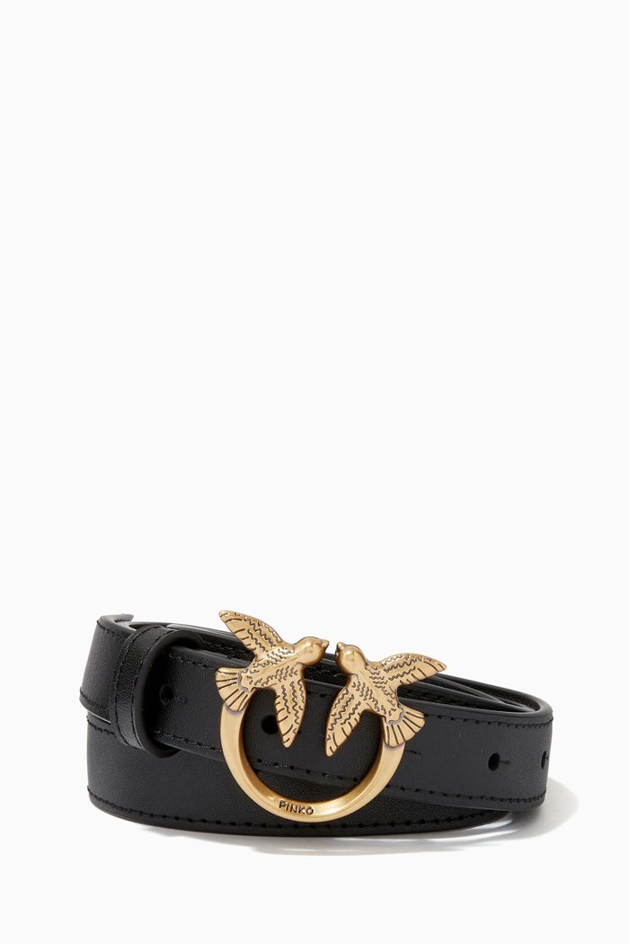 

Love Birds Thin Belt in Leather, White