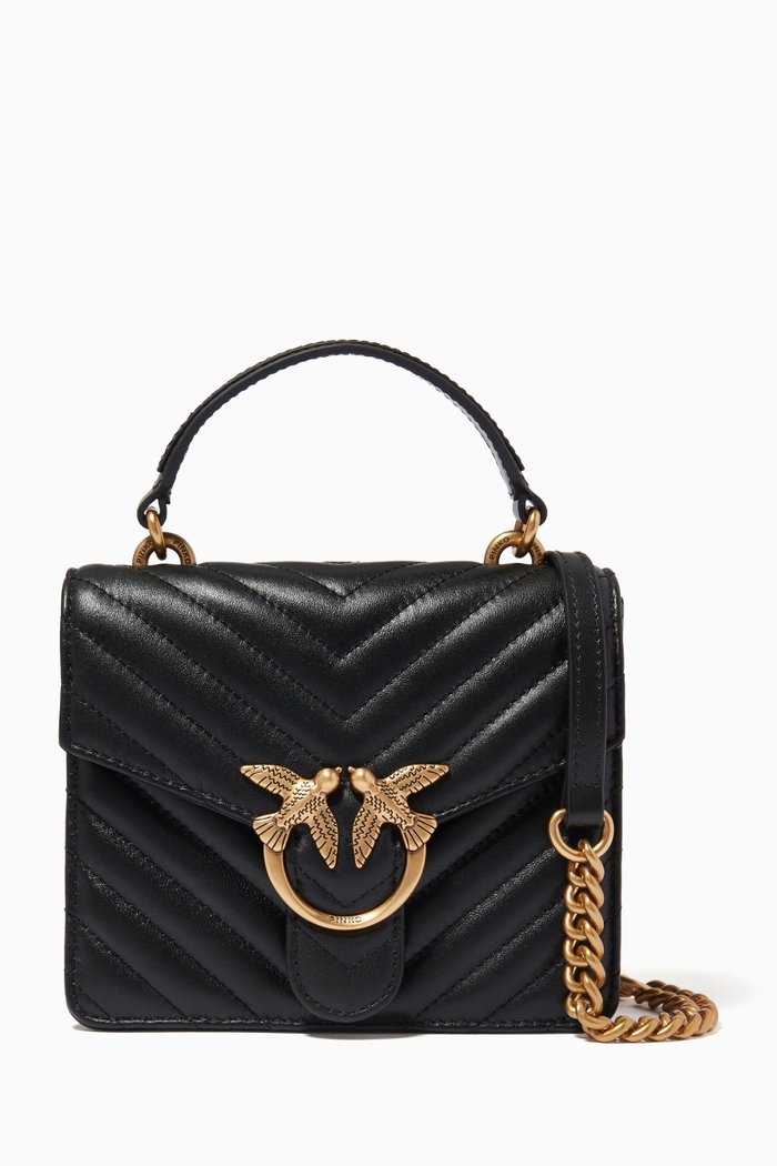 

Mini Love Top Handle V Quilt Bag, Black
