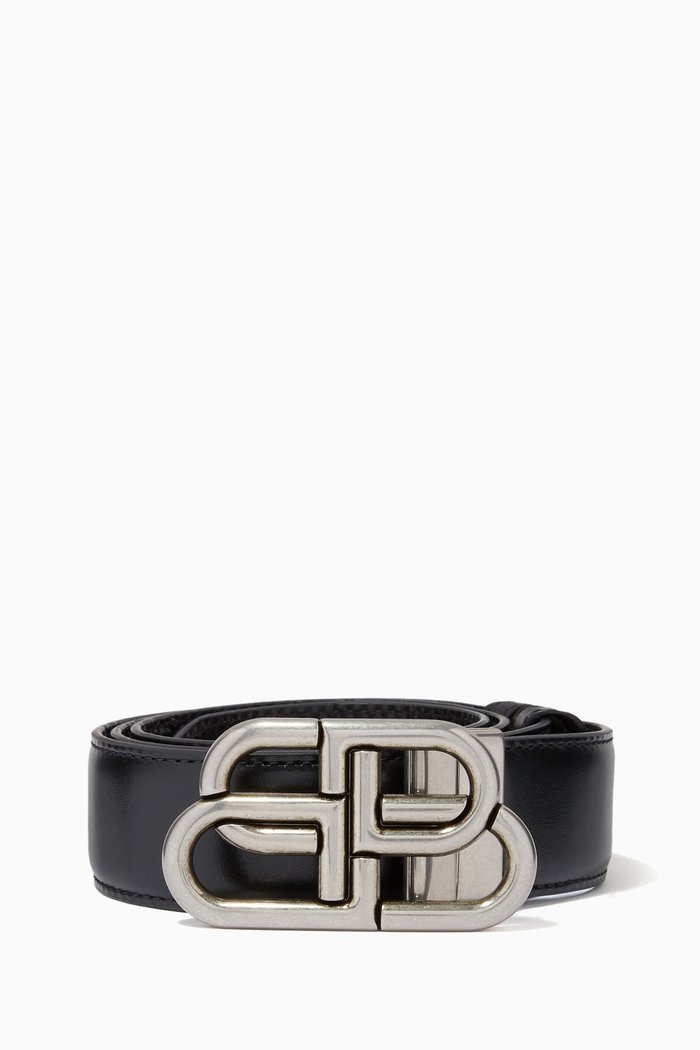 

BB Reversible Belt in Shiny Box & Croc-embossed Calfskin, Black