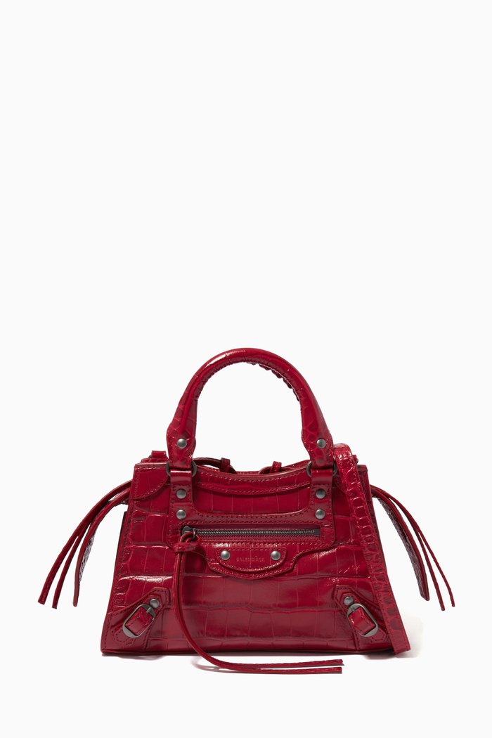 

Neo Classic City Mini Tote Bag in Shiny Crocodile Embossed Calfskin, Pink