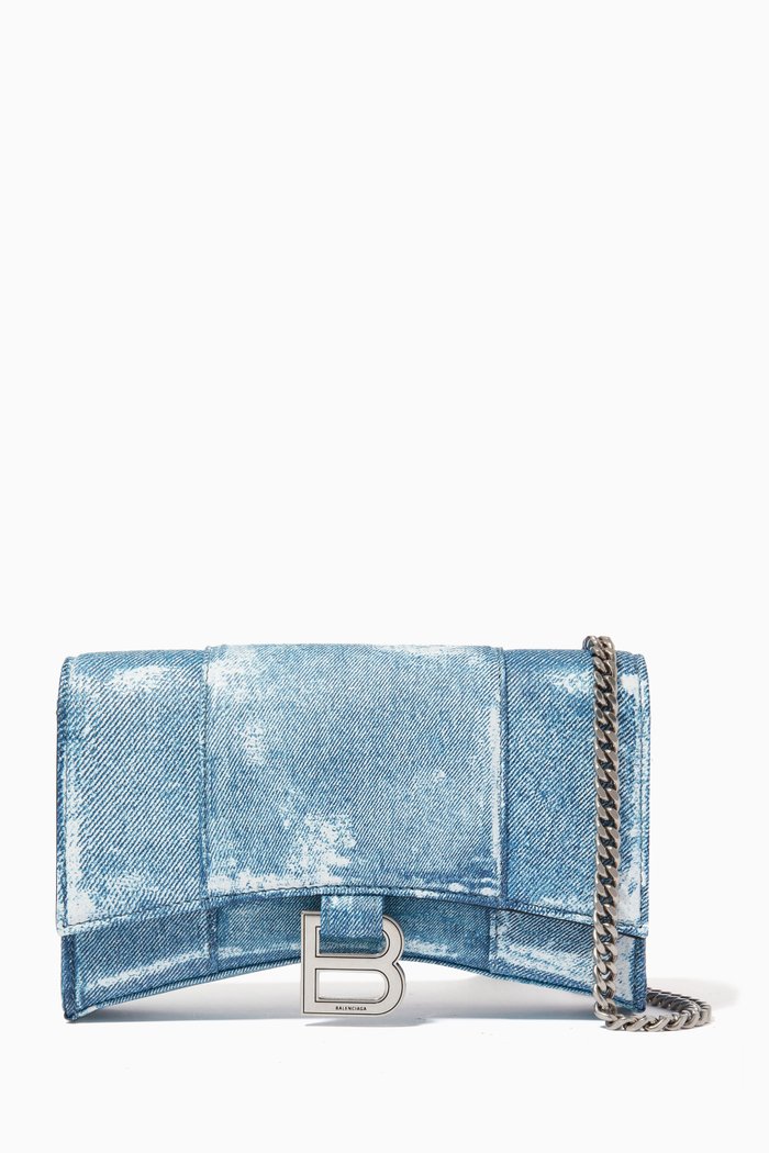 

Hourglass Wallet on Chain in Denim, Blue