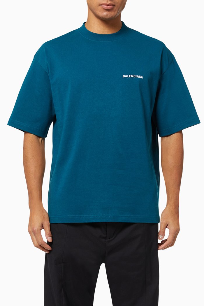 

Logo Medium Fit T-shirt in Vintage Cotton Jersey, Blue