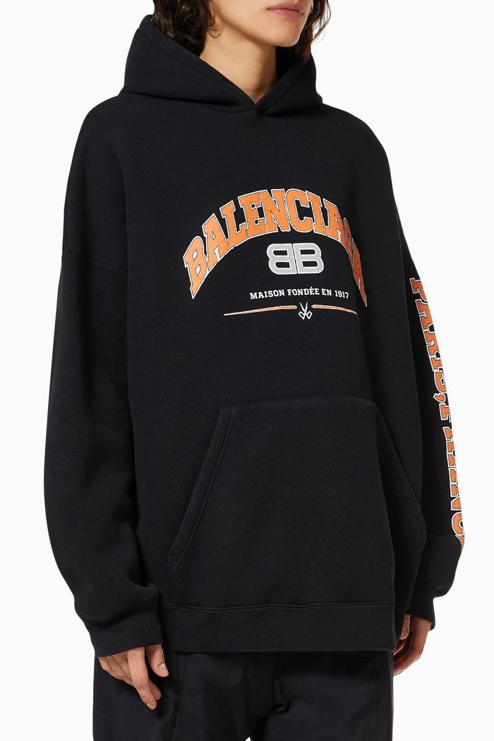 

Maison Balenciaga Wide Fit Hoodie in Cotton Fleece, Black