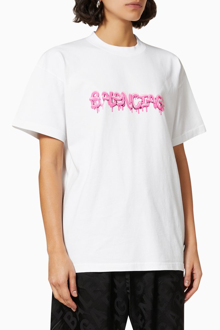 Slime Logo Medium Fit T-shirt in Cotton Jersey, White