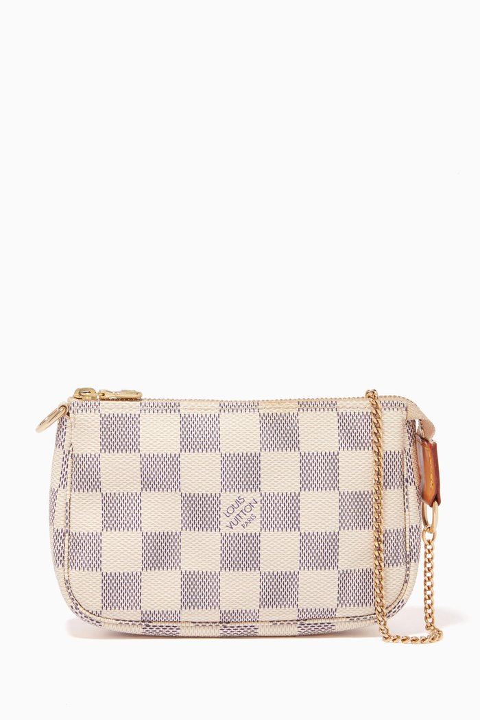 

Pouch Handbag in Damier Azur Canvas, White