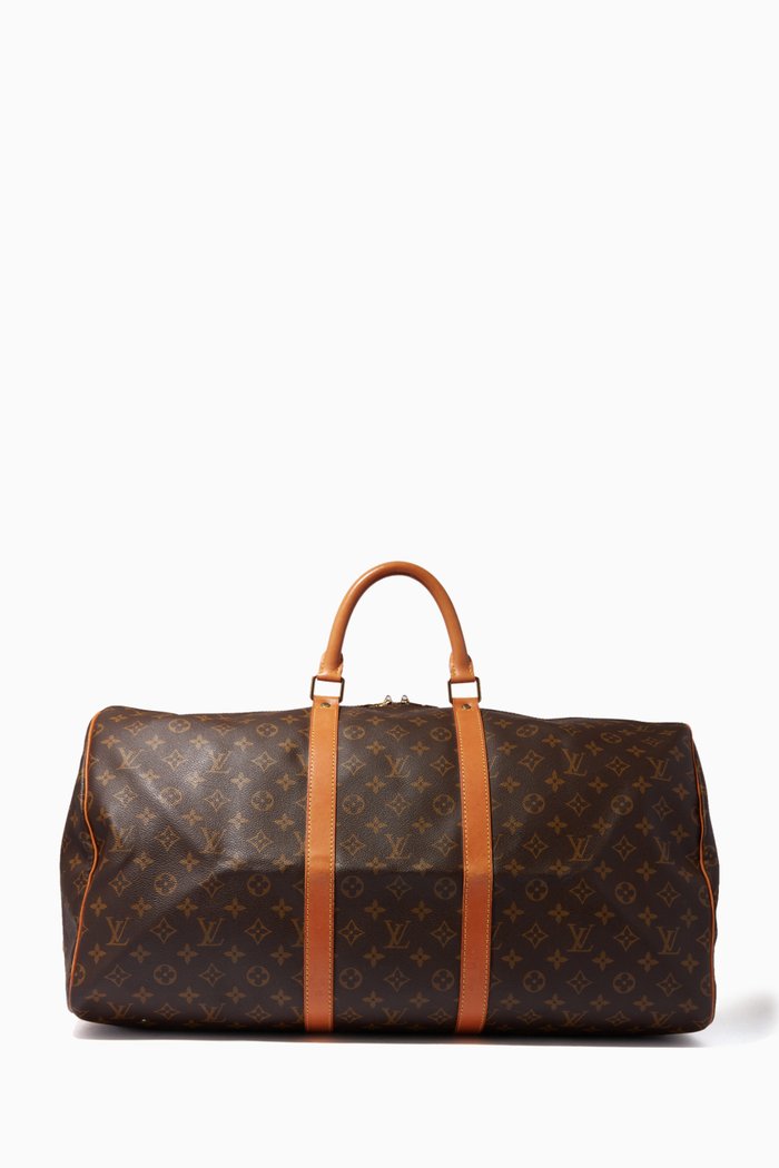 

Keepall 55 Boston Travel Bag in Monogram Canvas, Brown