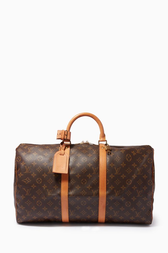 

50 Boston Travel Bag in Monogram Canvas, Brown