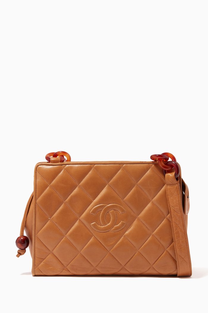 

Logo Shoulder Bag in Matelassé Leather, Brown