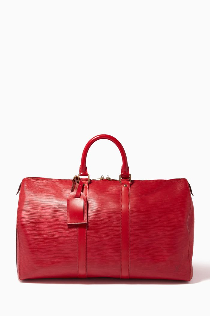 

Keepall Boston Travel Bag in Epi Leather, Red
