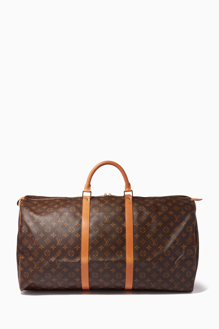 

Keepall 60 Boston Travel Bag in Monogram Canvas, Brown