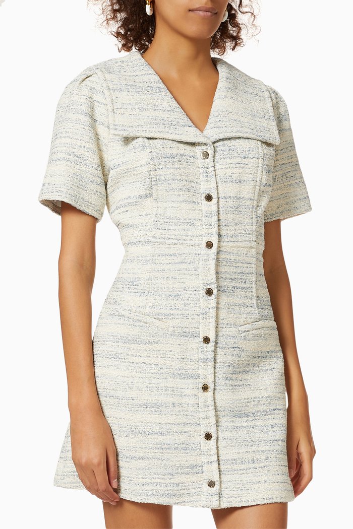 Bethany Mini Dress in Tweed, Blue