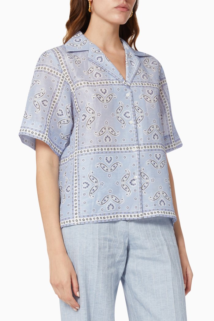 

Livia Shirt in Linen & Viscose, Blue