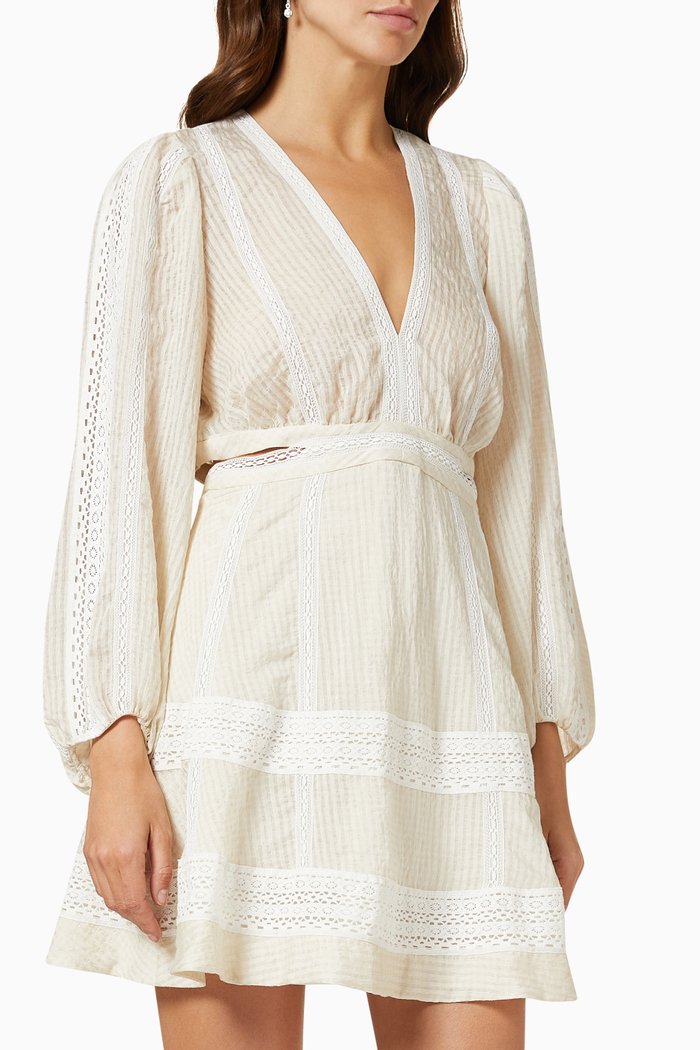 

Embroidered Mini Dress, Neutral