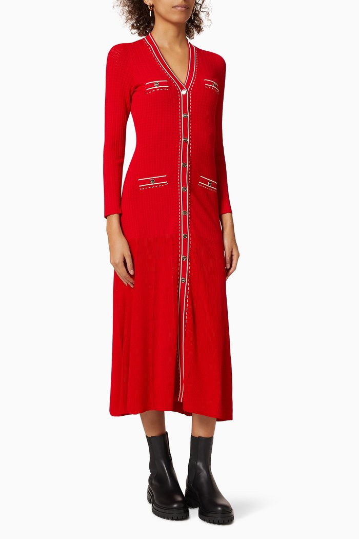 

Esmeralda Midi Dress in Viscose Knit, Red