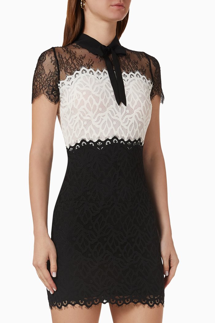 

Two-tone Mini Dress in Lace, Neutral
