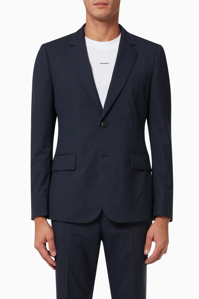

Suit Jacket in Virgin Wool Tweed, Blue